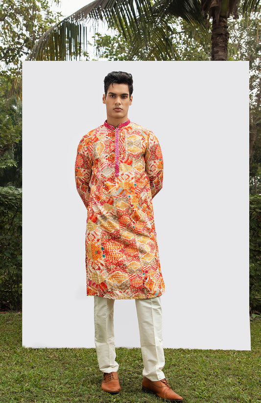 DIAMOND PRINTED MIRROR CHEETA  KURTA SET