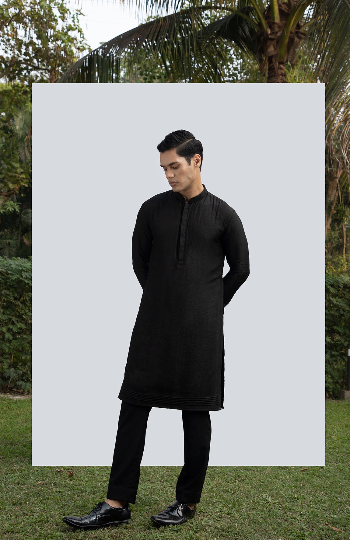 BLACK PINTUCK KURTA SET