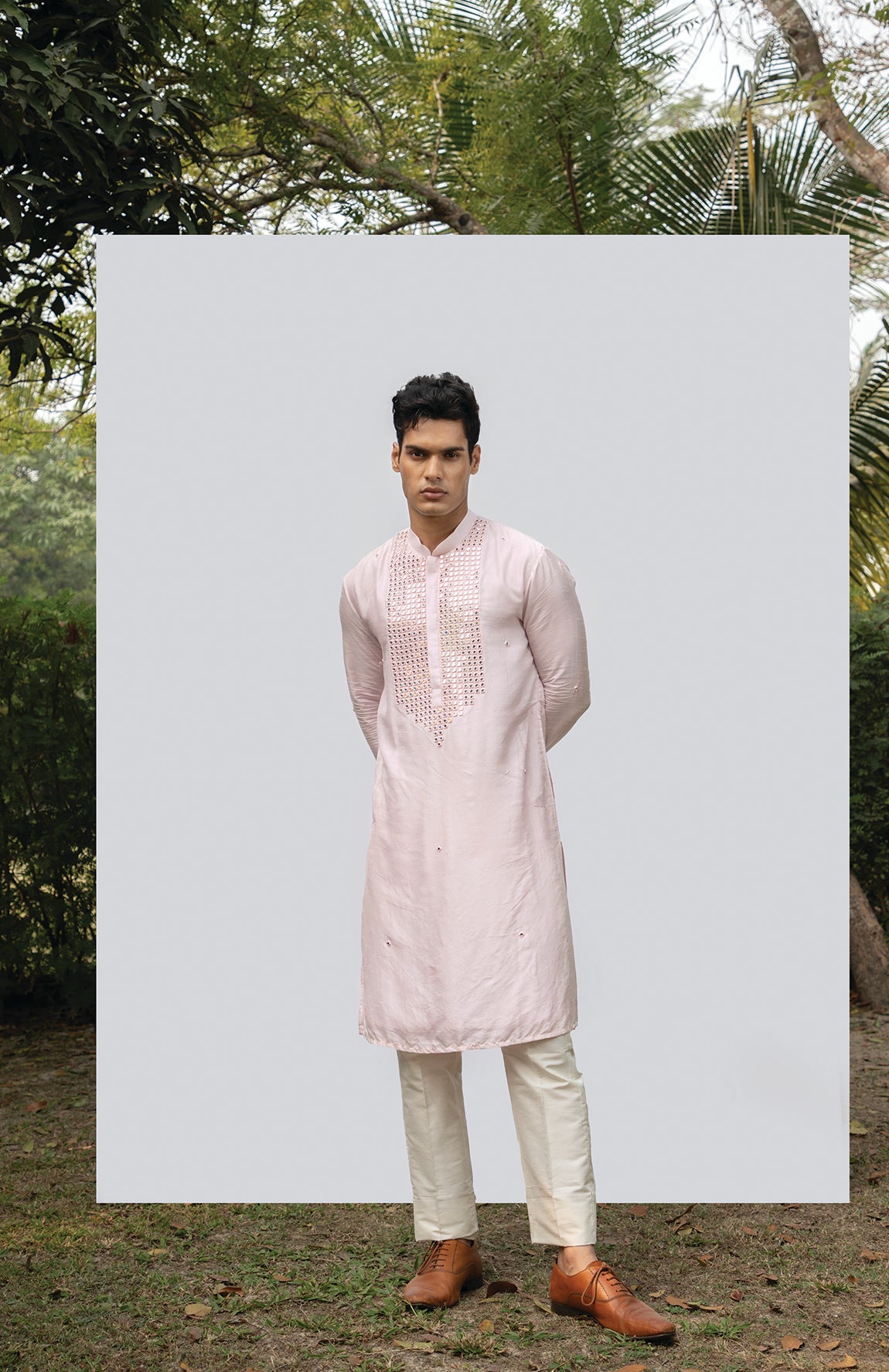 PINK VINTAGE MIRROR KURTA SET
