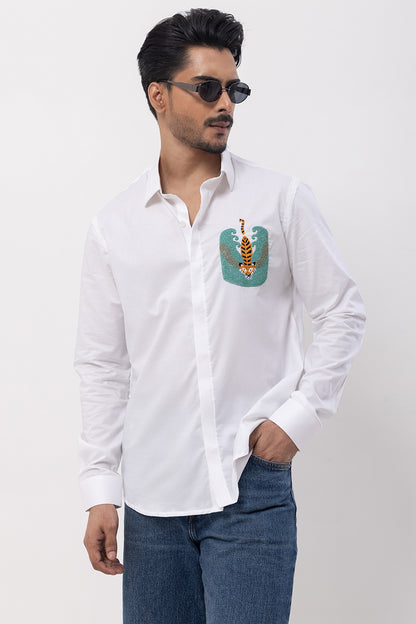 TIGER WALKING - HAND EMBROIDERED DESIGNER SHIRT