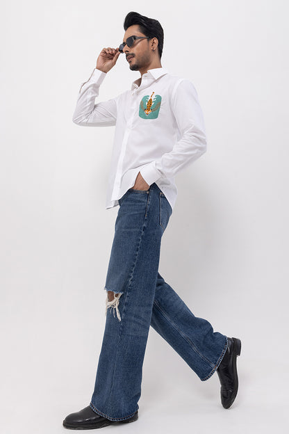 TIGER WALKING - HAND EMBROIDERED DESIGNER SHIRT