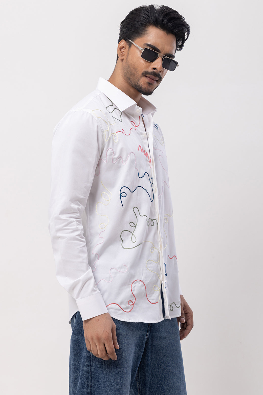 COLORFUL RIBBON -HAND EMBROIDERED DESIGNER SHIRT