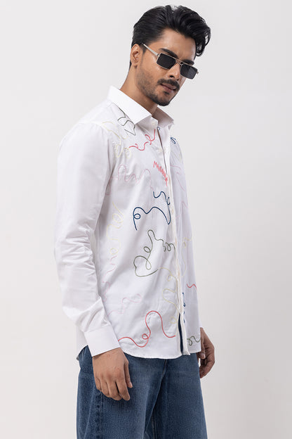 COLORFUL RIBBON -HAND EMBROIDERED DESIGNER SHIRT