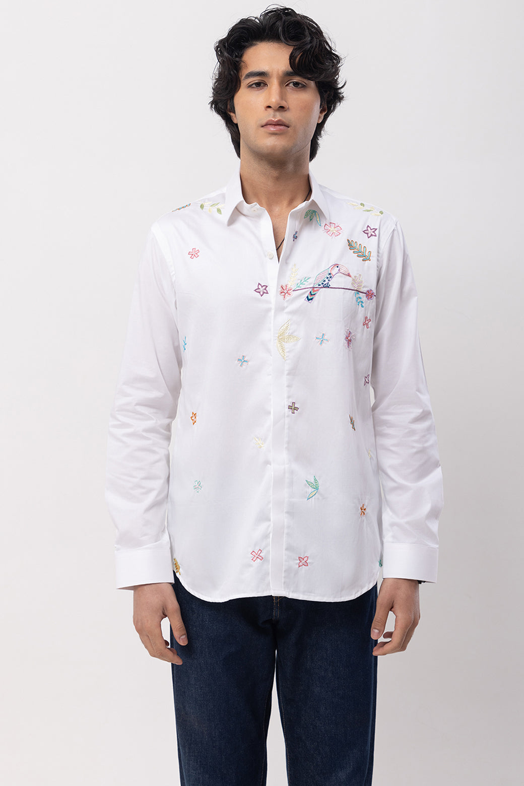 FLAMINGO - HAND EMBROIDERED DESIGNER SHIRT