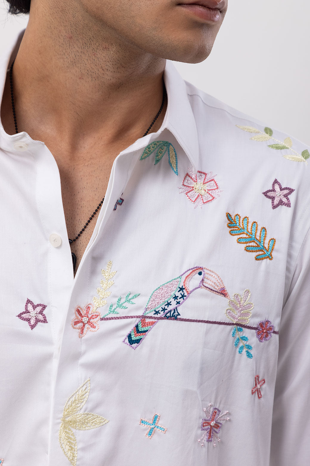FLAMINGO - HAND EMBROIDERED DESIGNER SHIRT