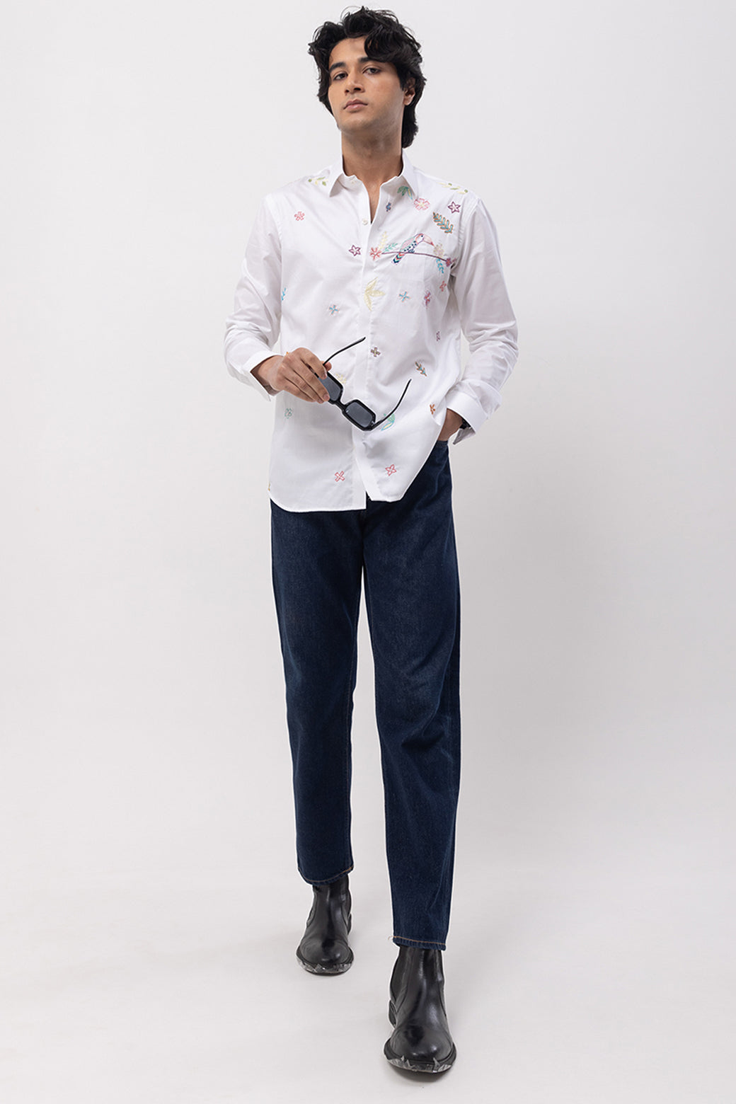 FLAMINGO - HAND EMBROIDERED DESIGNER SHIRT