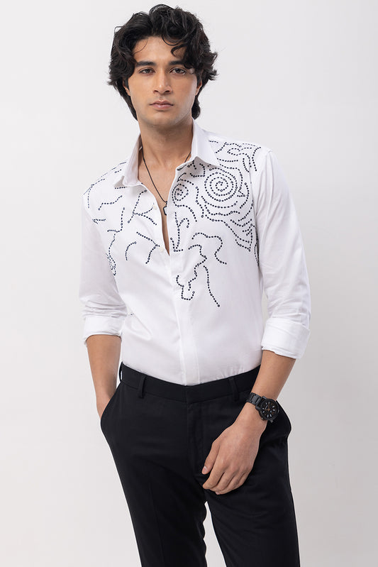 ABSTRACT DOTS- HAND EMBROIDERED DESIGNER SHIRT