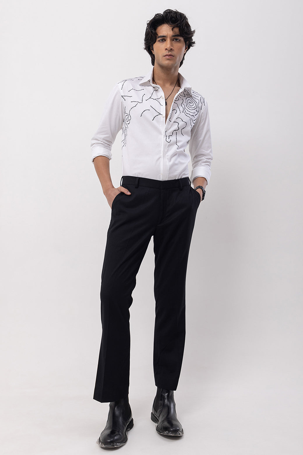 ABSTRACT DOTS- HAND EMBROIDERED DESIGNER SHIRT