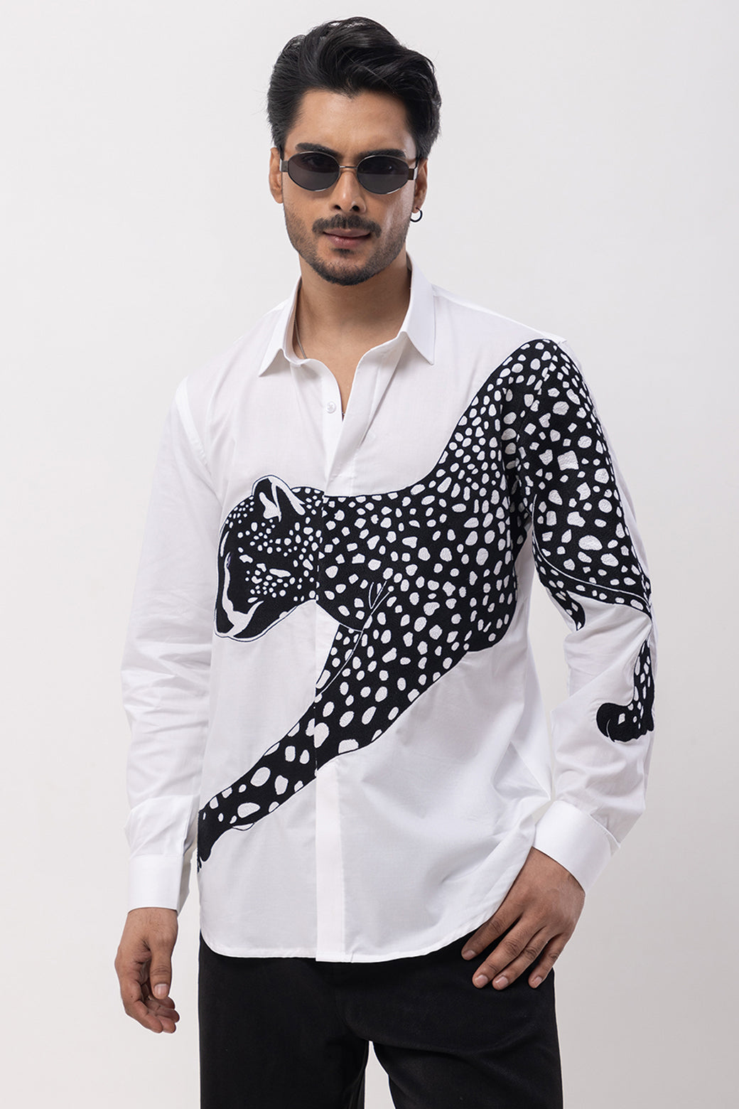 CHEETAH -  HAND EMBROIDERED  SHIRT