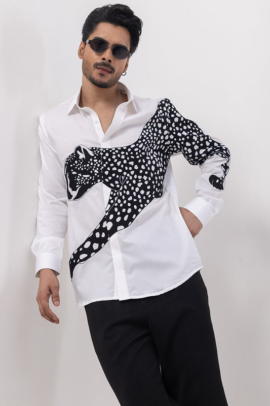 CHEETAH -  HAND EMBROIDERED  SHIRT