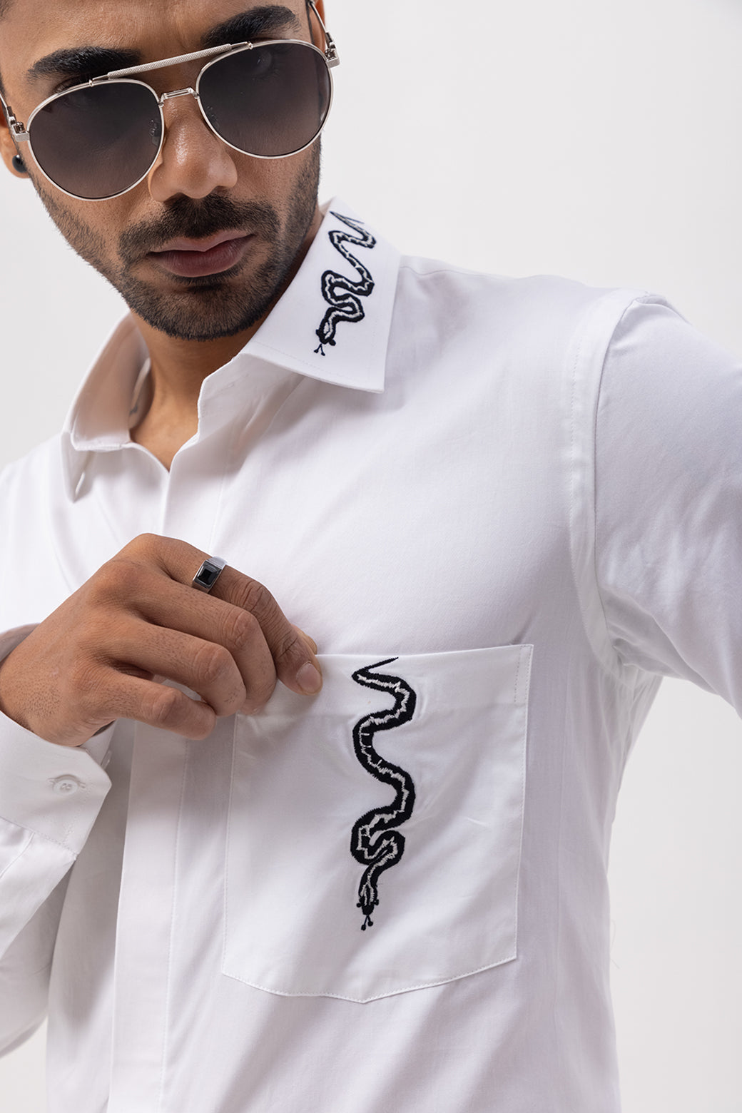 3 SNAKES - HAND EMBROIDERED DESIGNER SHIRT