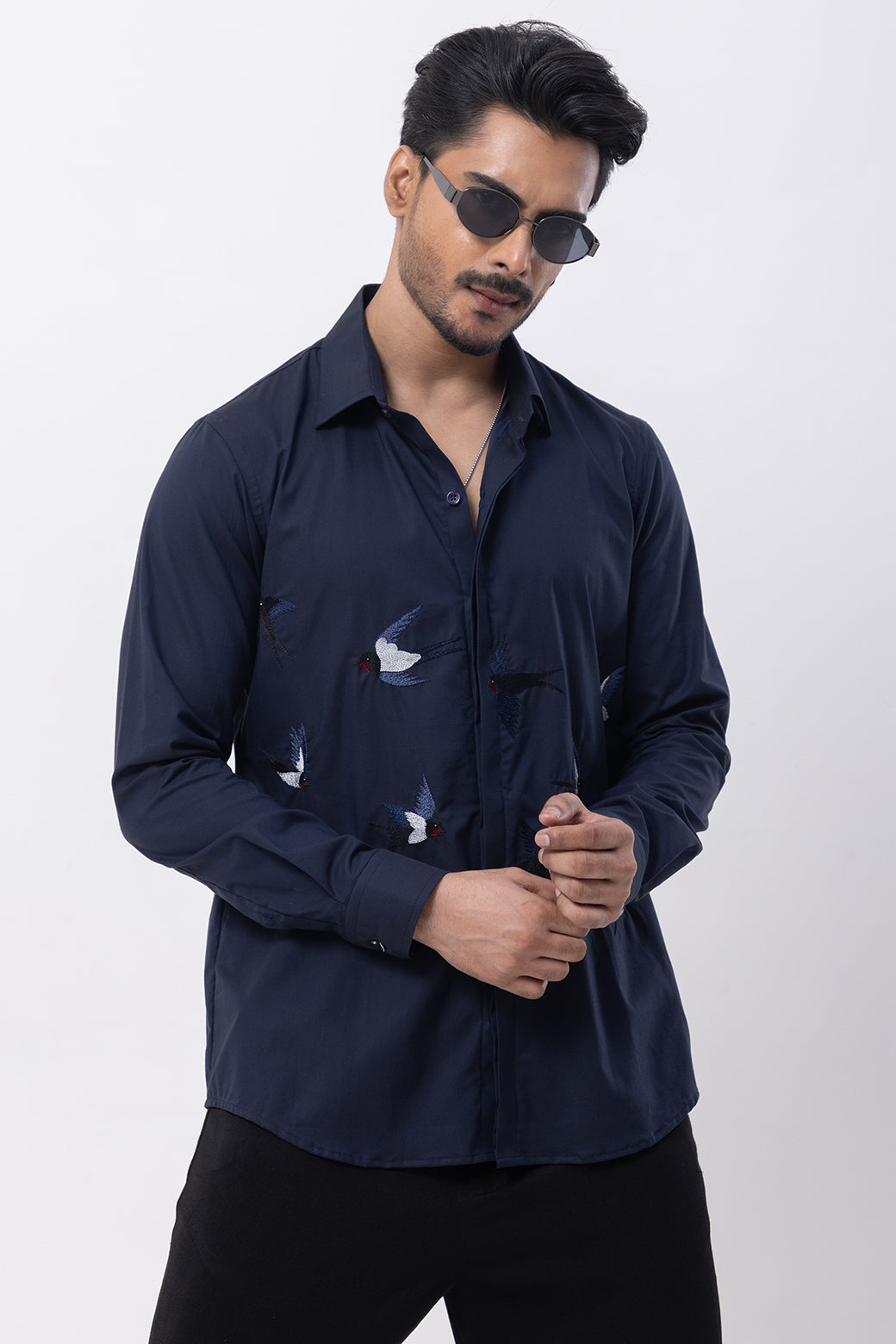 FLYING BIRD THREAD- HAND EMBROIDERED DESIGNER SHIRT