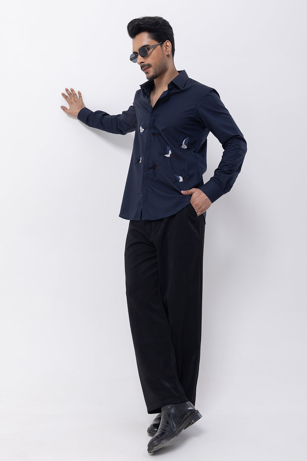 FLYING BIRD THREAD- HAND EMBROIDERED DESIGNER SHIRT