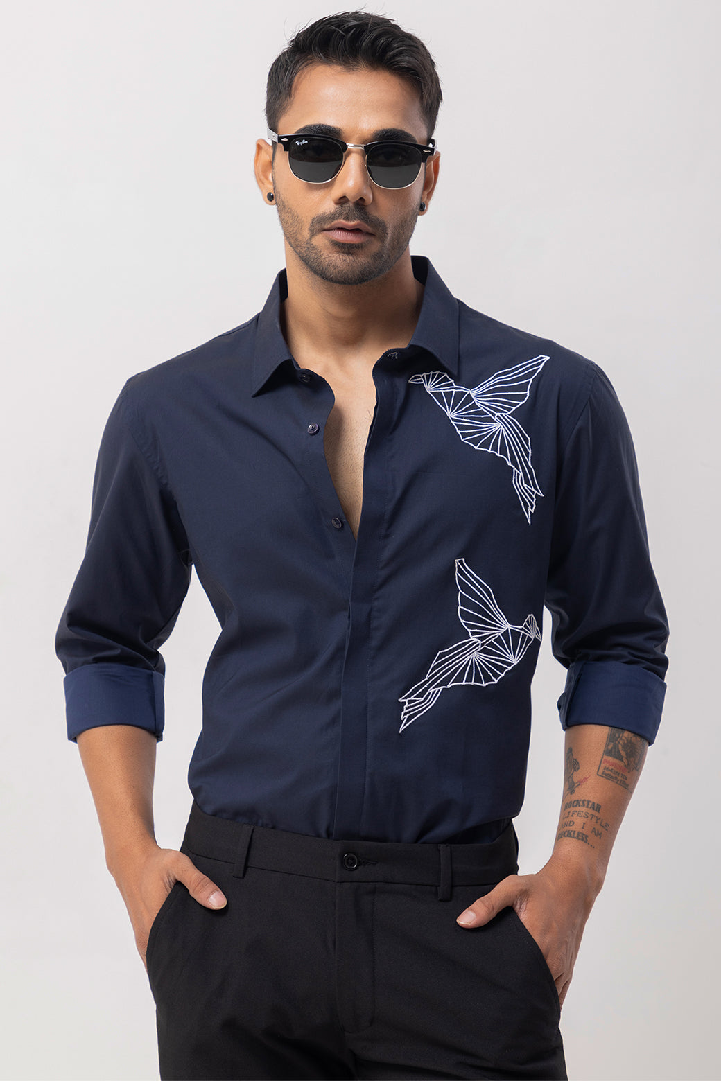 ORIGAMI BIRD - HAND EMBROIDERED DESIGNER SHIRT