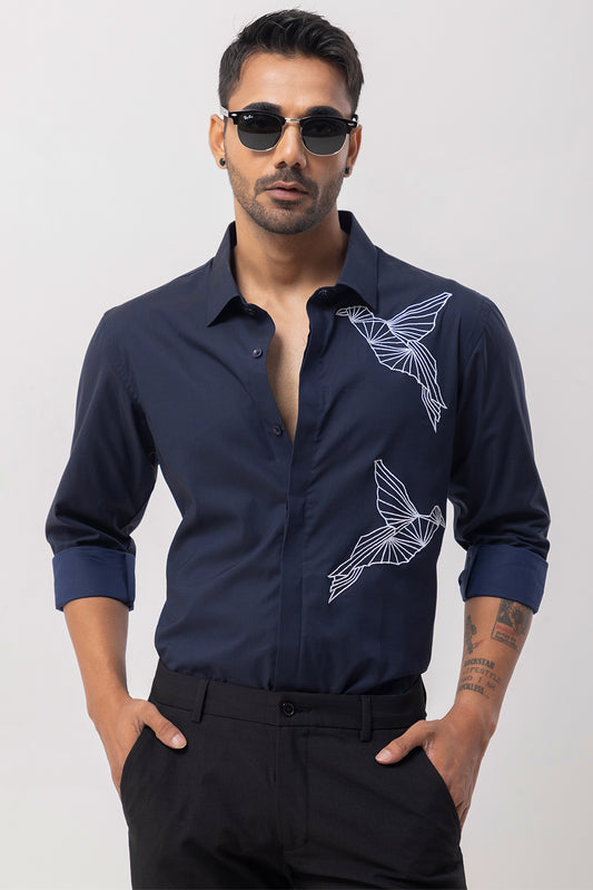 ORIGAMI BIRD - HAND EMBROIDERED DESIGNER SHIRT