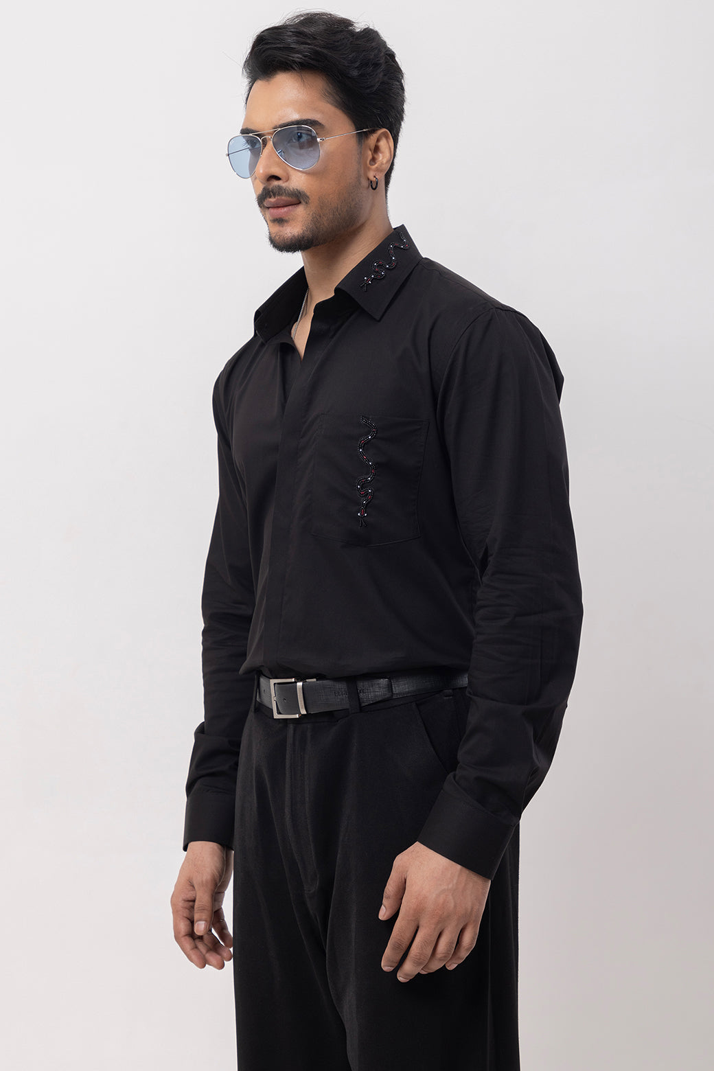 3 SNAKE - HAND EMBROIDERED DESIGNER SHIRT