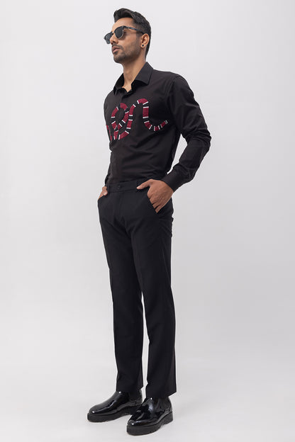 RED SNAKE - HAND EMBROIDERED DESIGNER SHIRT
