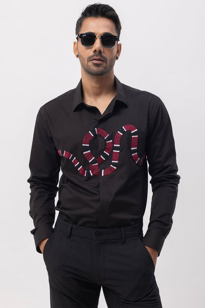 RED SNAKE - HAND EMBROIDERED DESIGNER SHIRT