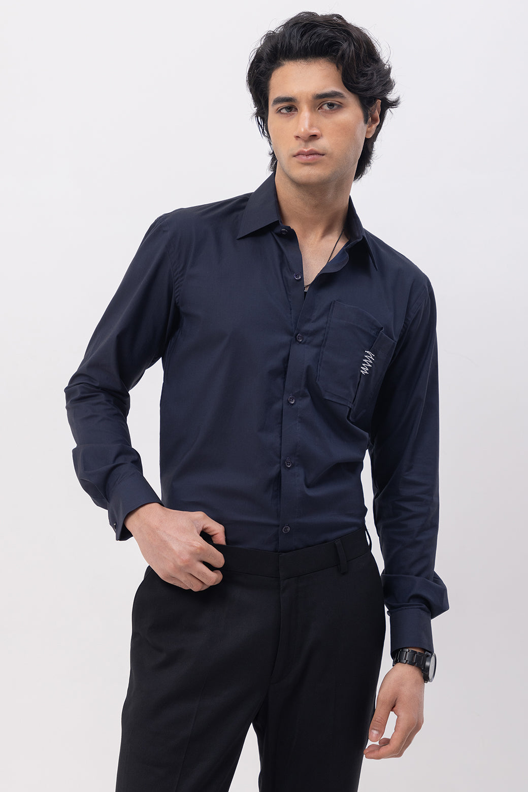 CRISS CROSS POCKET - HAND EMBROIDERED DESIGNER SHIRT