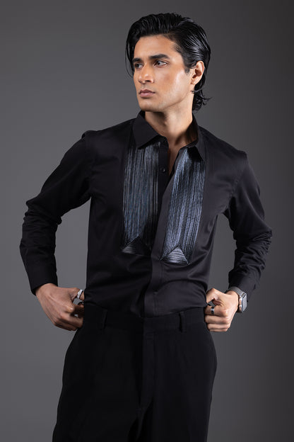 LEATHER - HAND EMBROIDERED DESIGNER SHIRT
