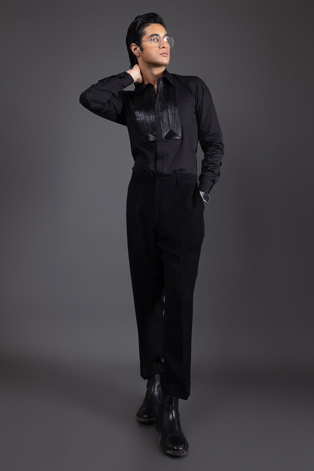 LEATHER - HAND EMBROIDERED DESIGNER SHIRT