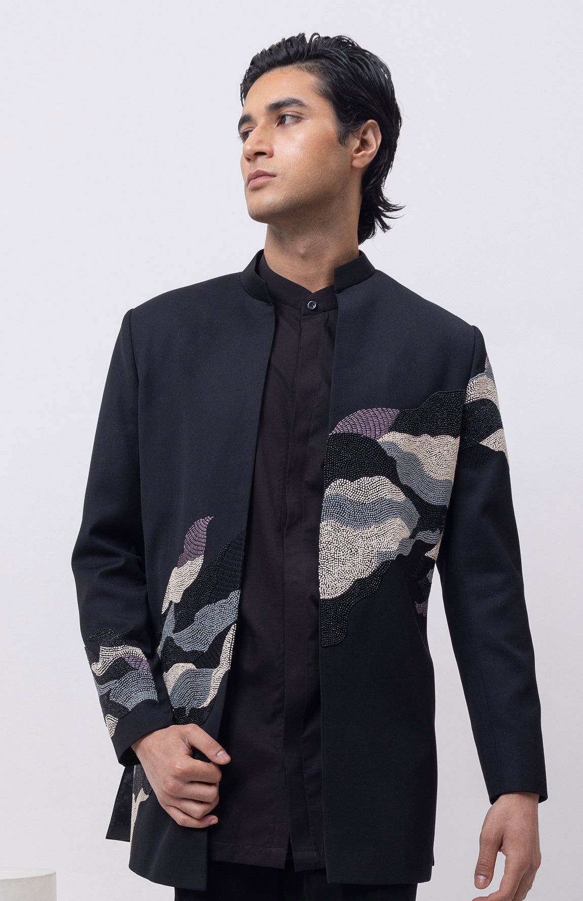 WATER - INDOWESTERN OPEN JACKET KURTA SET WITH TROUSERS