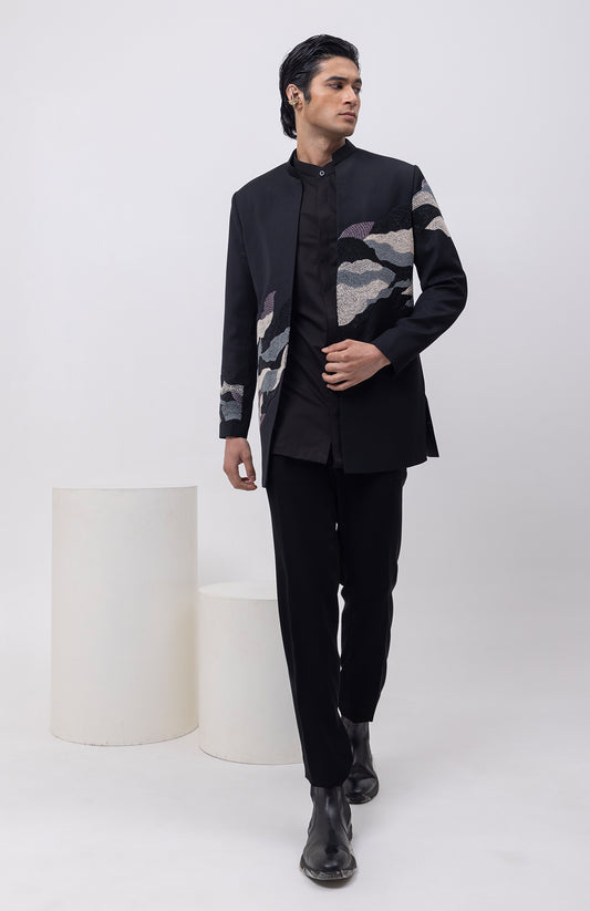 WATER - INDOWESTERN OPEN JACKET KURTA SET WITH TROUSERS