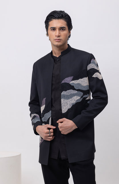 WATER - INDOWESTERN OPEN JACKET KURTA SET WITH TROUSERS