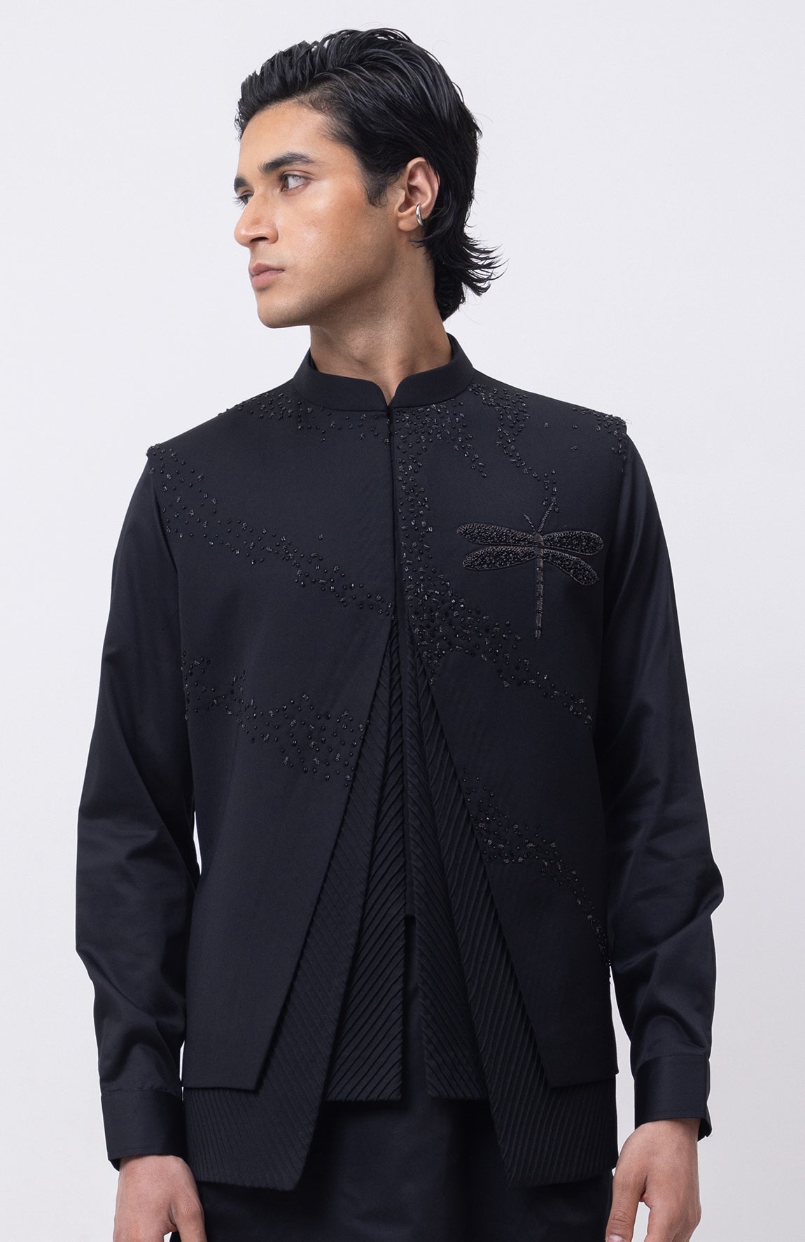 FIREFLY TRIO DESIGNER PINTUCK NEHRU JACKET/BUNDI WITH KURTA & PANT SET