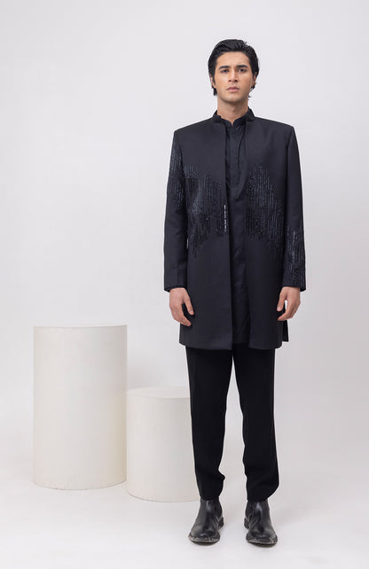CABLE THREADS - INDOWESTERN OPEN JACKET KURTA SET WITH TROUSERS