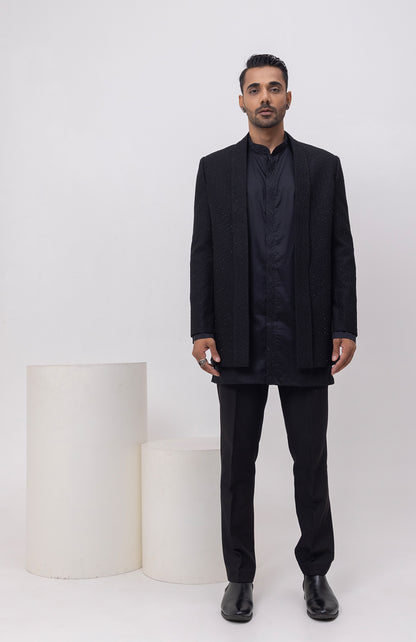 ARROW THREADS - INDOWESTERN SHORT OPEN JACKET WITH KURTA AND TROUSER SET