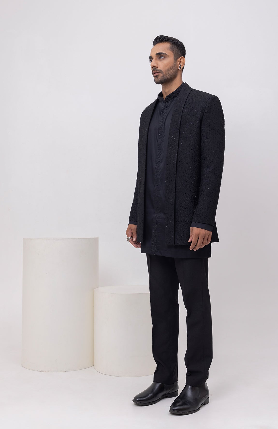 ARROW THREADS - INDOWESTERN SHORT OPEN JACKET WITH KURTA AND TROUSER SET