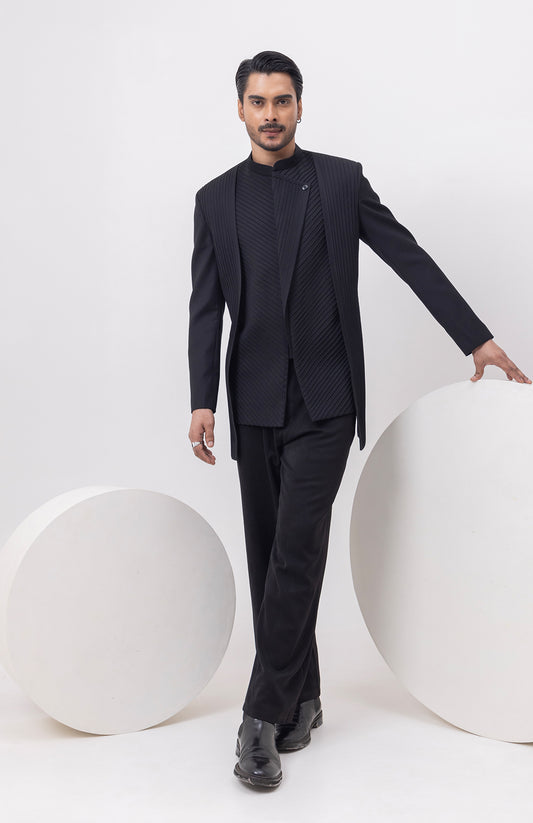 HEAVY PANEL PINTUCK BANDHGALA WITH TROUSERS