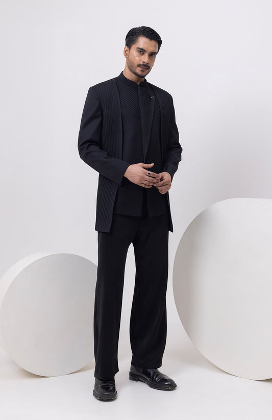 HEAVY PANEL PINTUCK BANDHGALA WITH TROUSERS