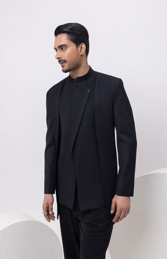 HEAVY PANEL PINTUCK BANDHGALA WITH TROUSERS