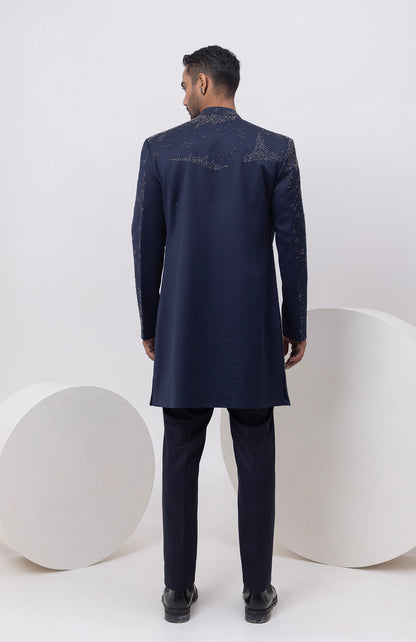 STARRY NIGHT INDOWESTERN LONG ACHKAN AND TROUSER SET
