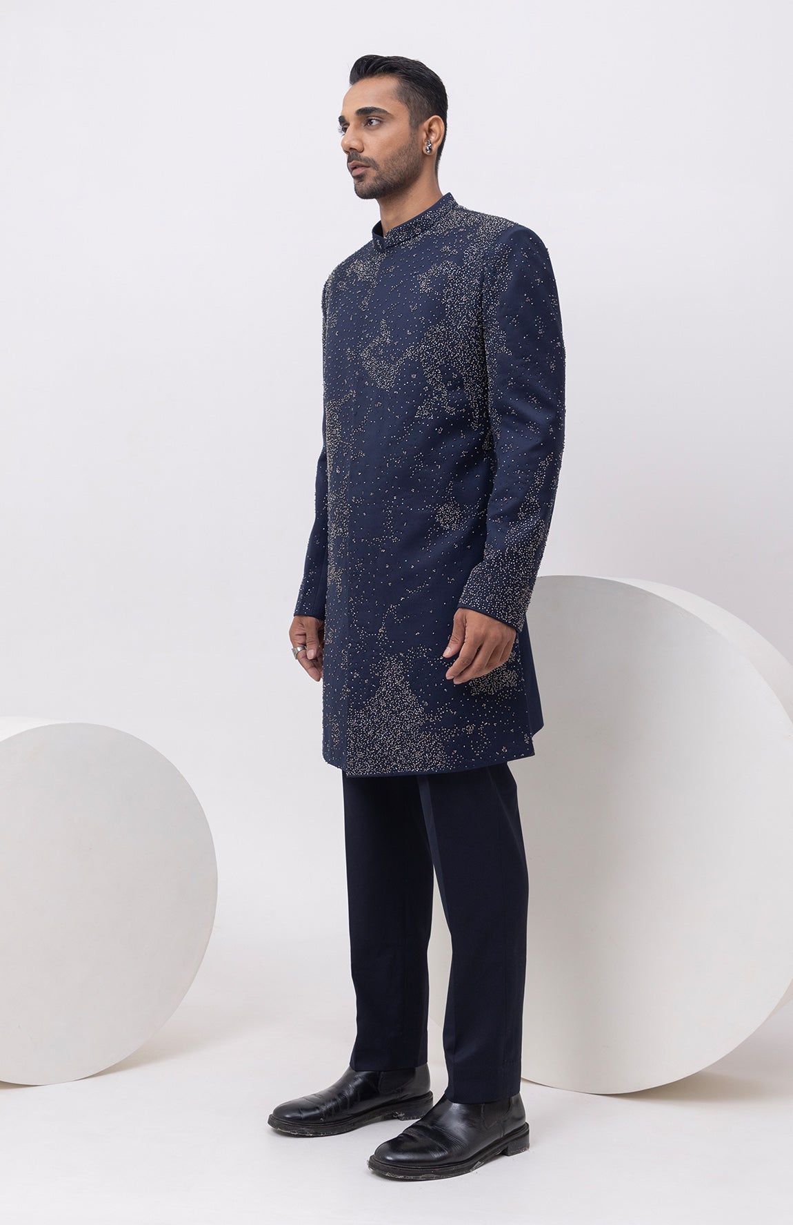 STARRY NIGHT INDOWESTERN LONG ACHKAN AND TROUSER SET