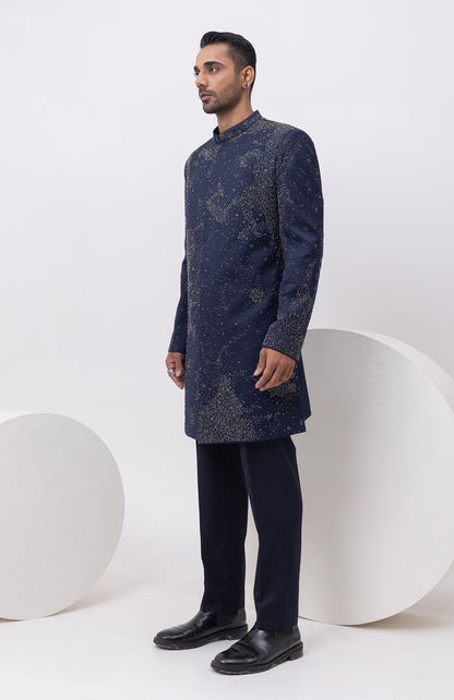 STARRY NIGHT INDOWESTERN LONG ACHKAN AND TROUSER SET