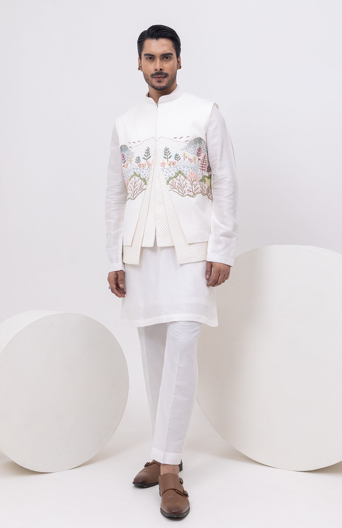 KASHMIRI DESIGNER NEHRU JACKET WITH KURTA & PANT SET