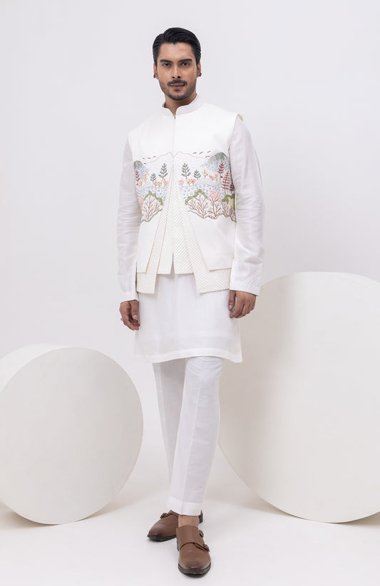 KASHMIRI DESIGNER NEHRU JACKET WITH KURTA & PANT SET