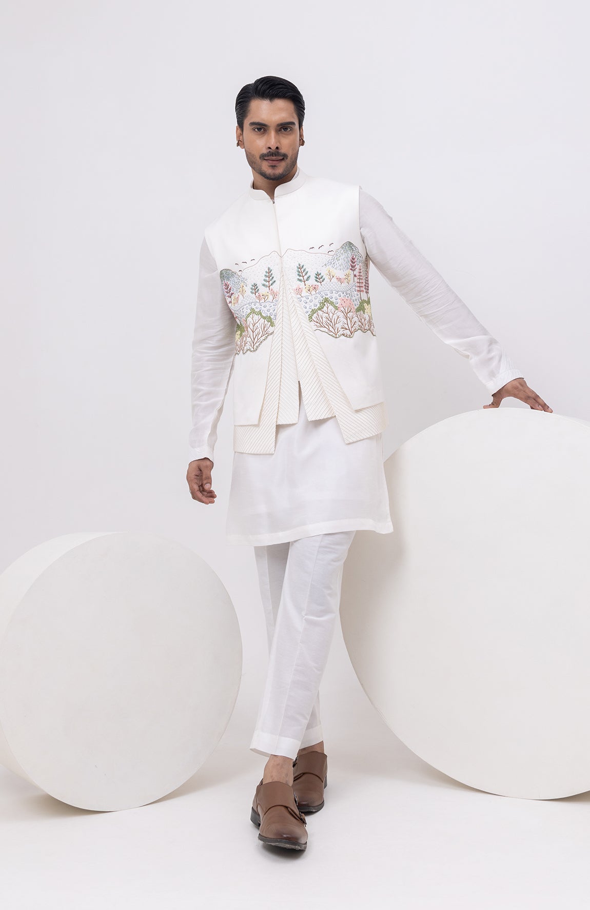 KASHMIRI DESIGNER NEHRU JACKET WITH KURTA & PANT SET