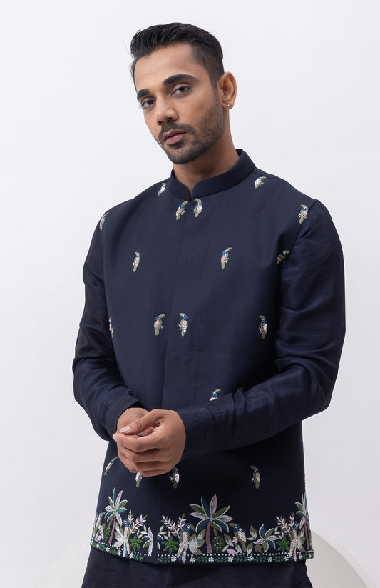 MACAW EMBELLISHED DESIGNER NEHRU JACKET / BUNDI