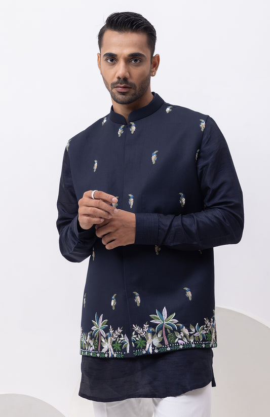 MACAW EMBELLISHED DESIGNER NEHRU JACKET / BUNDI