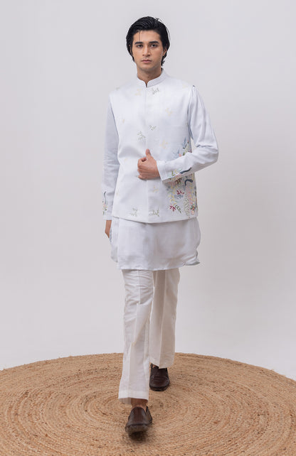 SWAN DESIGNER NEHRU JACKET / BUNDI WITH KURTA & PANT SET
