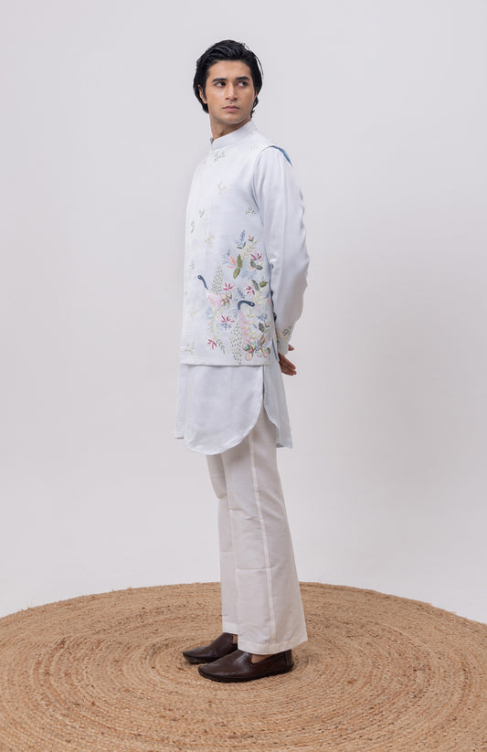 SWAN DESIGNER NEHRU JACKET / BUNDI WITH KURTA & PANT SET