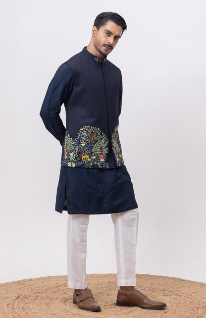 JUNGLE DESIGNER NEHRU JACKET WITH KURTA & PANT SET