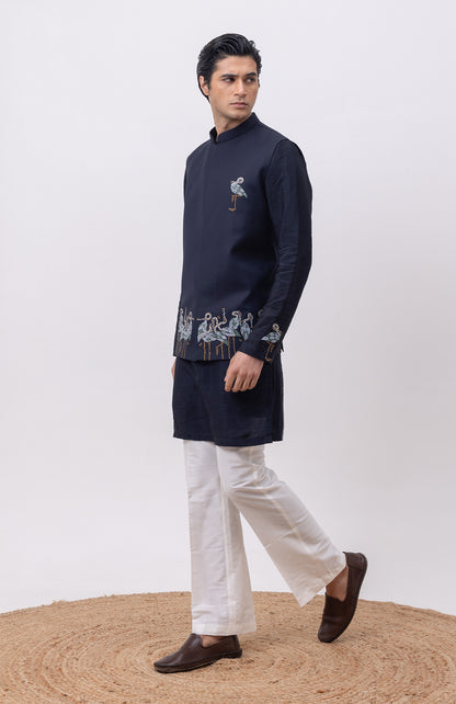 FLAMINGO DESIGNER NEHRU JACKET WITH KURTA & PANT SET