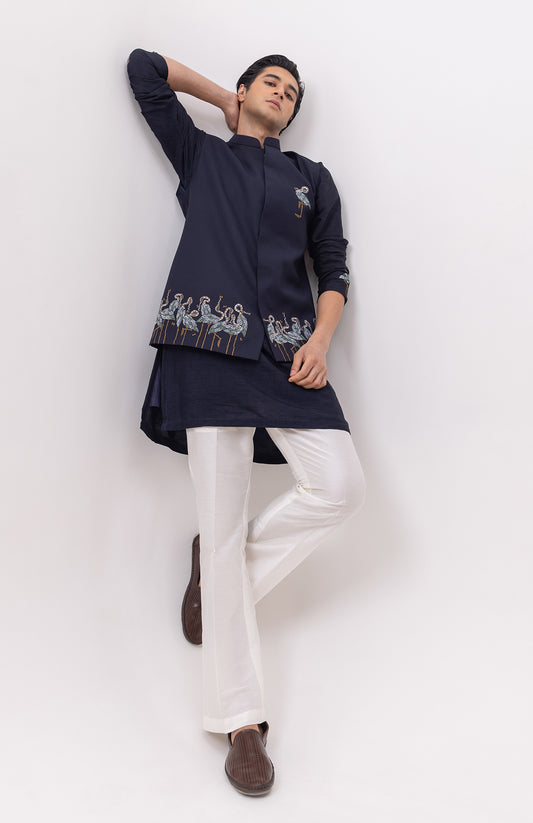 FLAMINGO DESIGNER NEHRU JACKET WITH KURTA & PANT SET