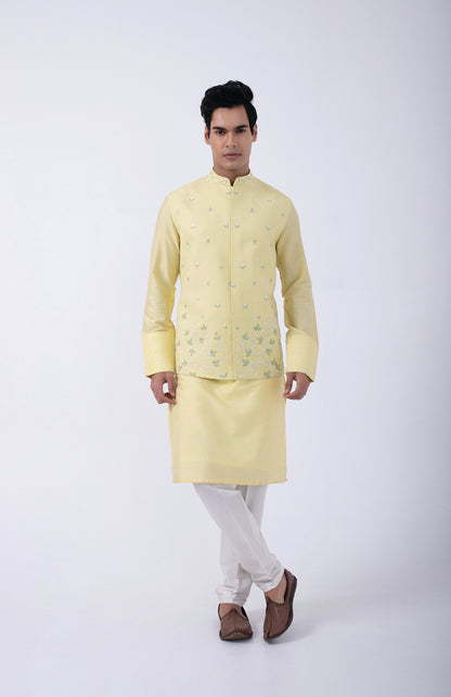 YELLOW-WHITE SLEEVE EMB BUNDI