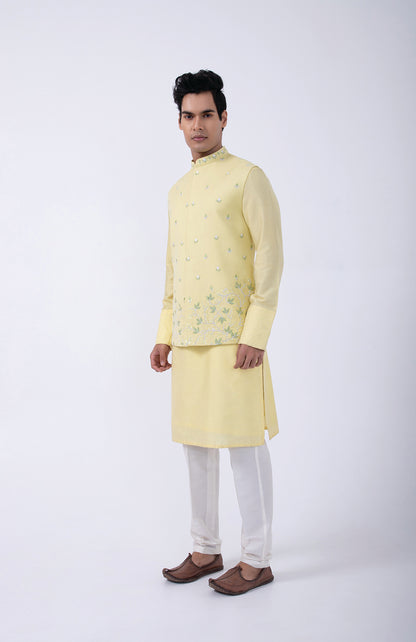 YELLOW-WHITE SLEEVE EMB BUNDI